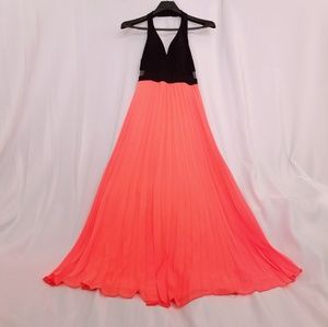 Halter floor length dress w/ mesh